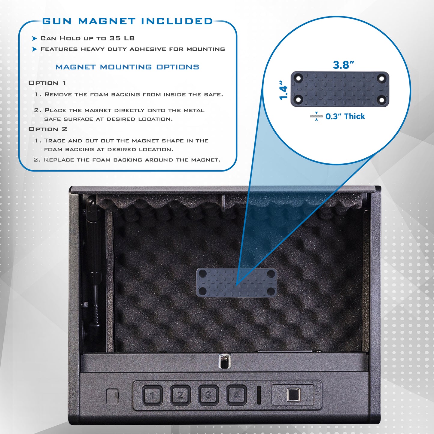 Police gear rack safe with gun magnet for duty weapon. Quick access firearm storage for police officers.