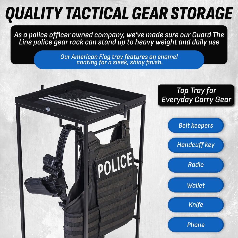 Uniform Police Rack Guard The Line - Thin Blue Line Police Gear Rack
