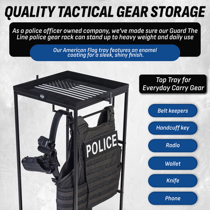 Heavy-duty gear organizer for police accessories and tactical equipment.