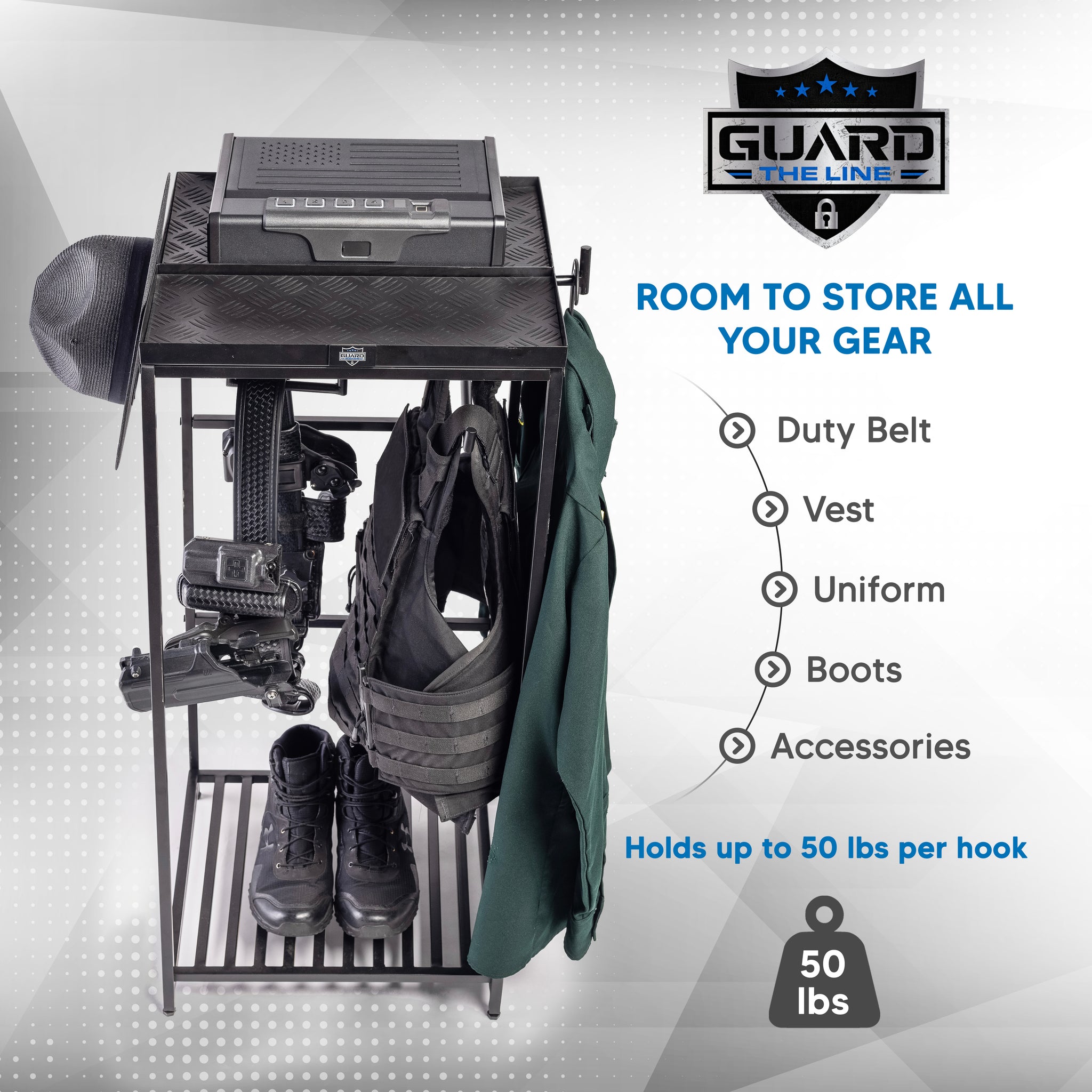 Guard The Line - Police Gear Rack with Quick Access Safe – GuardTheLine