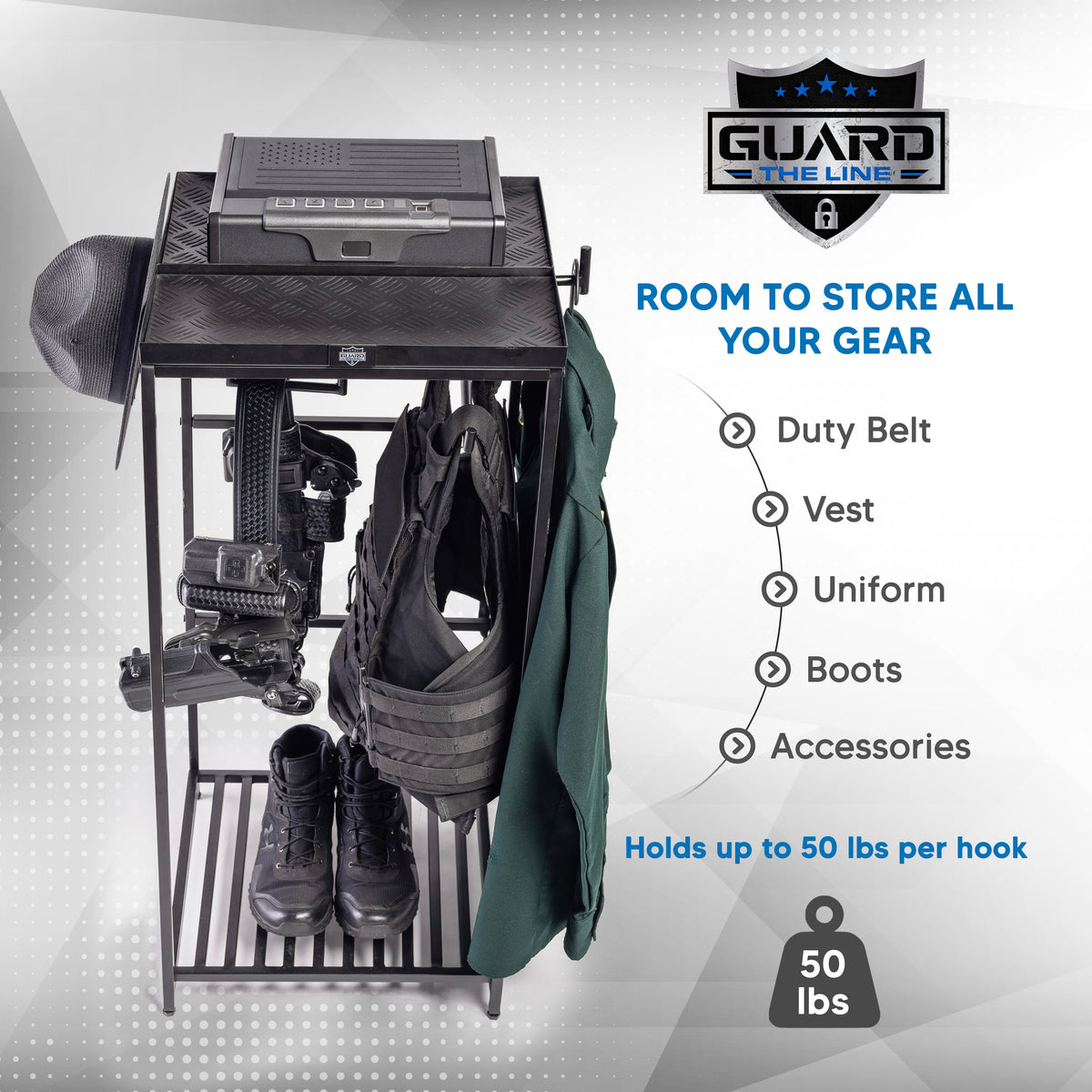 Guard The Line - Police Gear Rack with Quick Access Safe – GuardTheLine