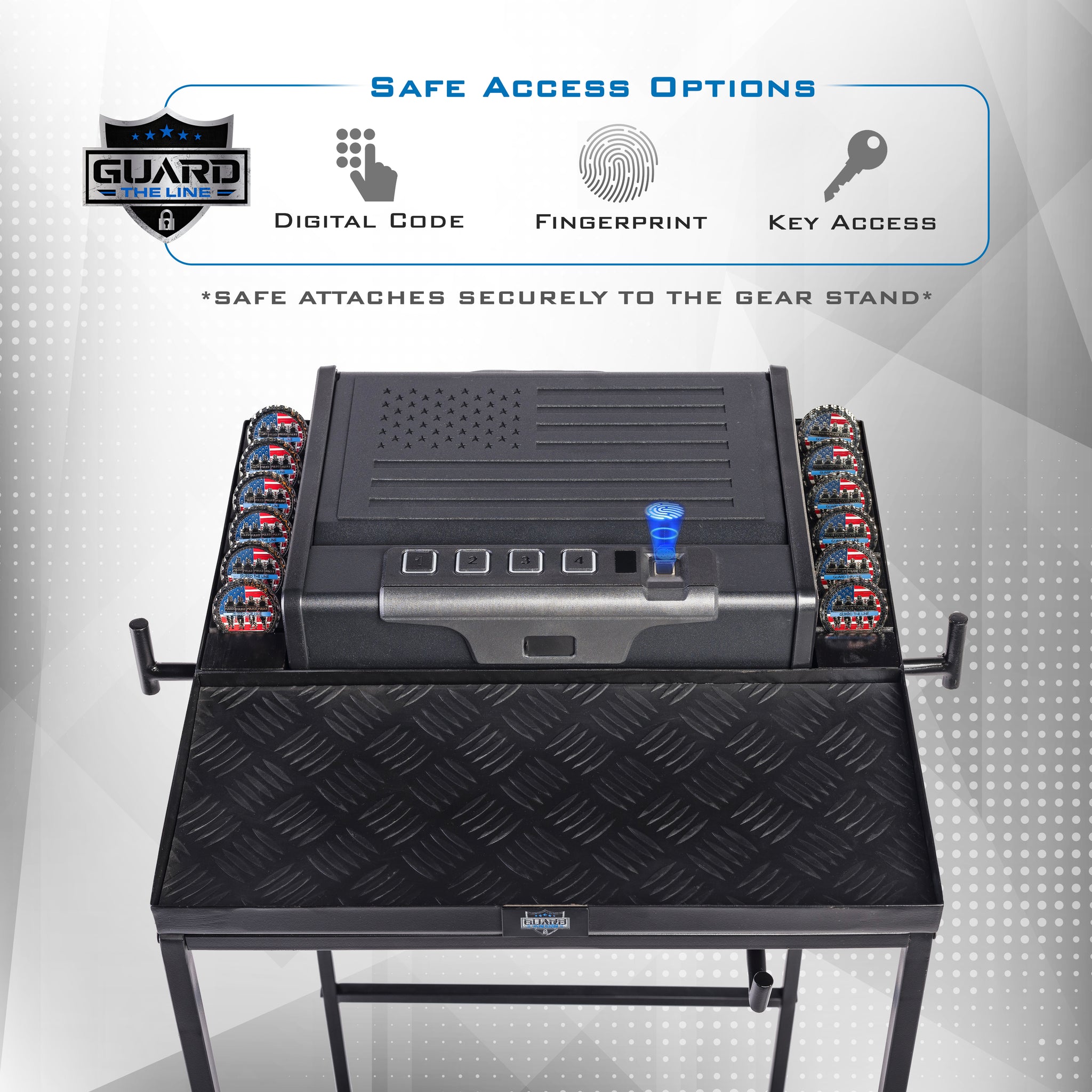 Guard The Line - Police Gear Rack with Quick Access Safe