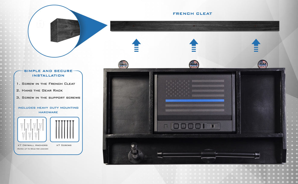 Guard The Line - Police Gear Rack with Quick Access Safe