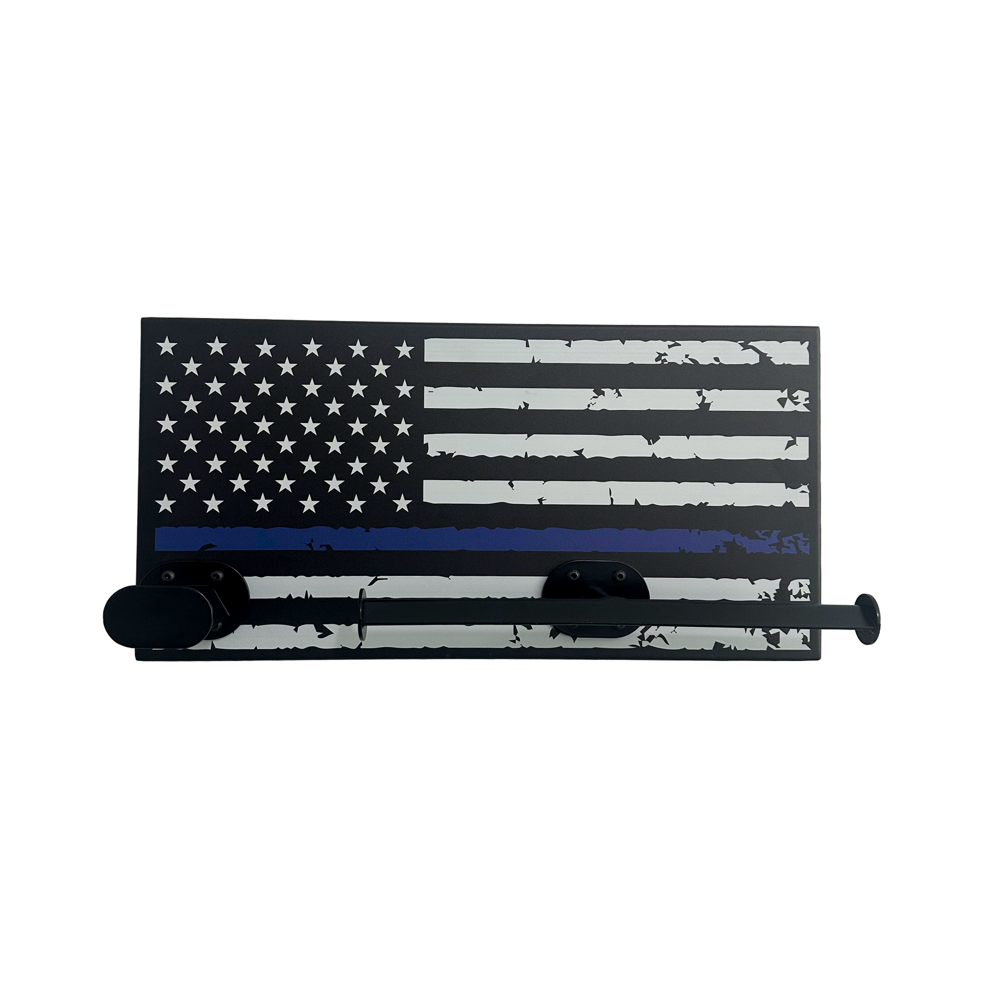 American flag with a thin blue line on a white background