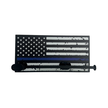 American flag with a thin blue line on a white background