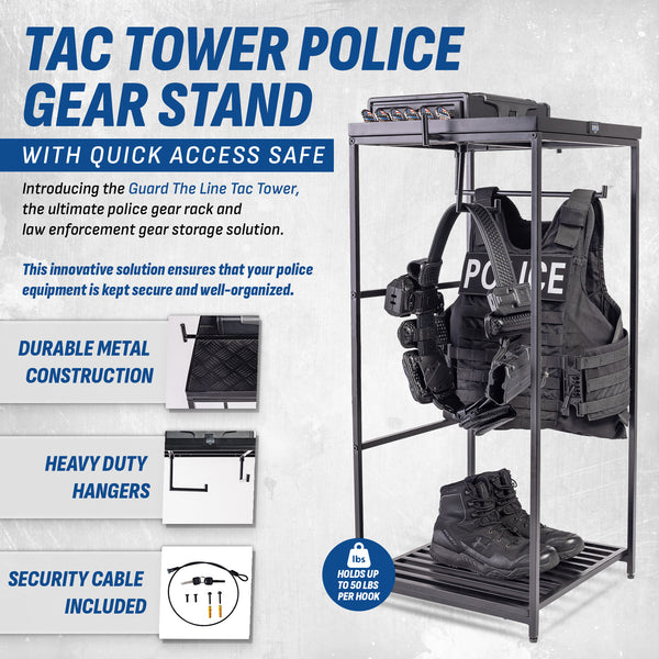 Guard The Line - Police Gear Rack with Quick Access Safe