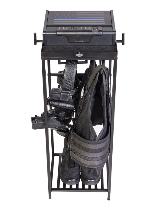 Compact gear stand for police vests and everyday carry items