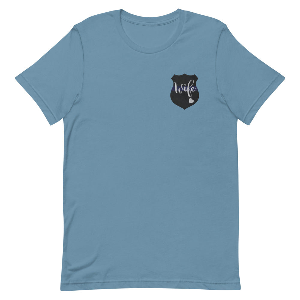 Embroidered Blue Line Wife Badge Crewneck